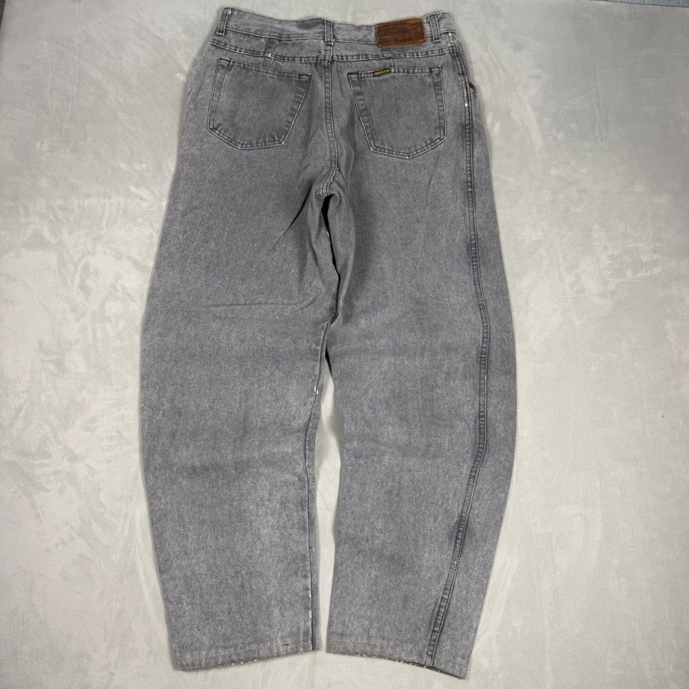 90s Mens POP84 Acid Wash Tapered Relaxed Fit Grey Denim Jeans Size 40